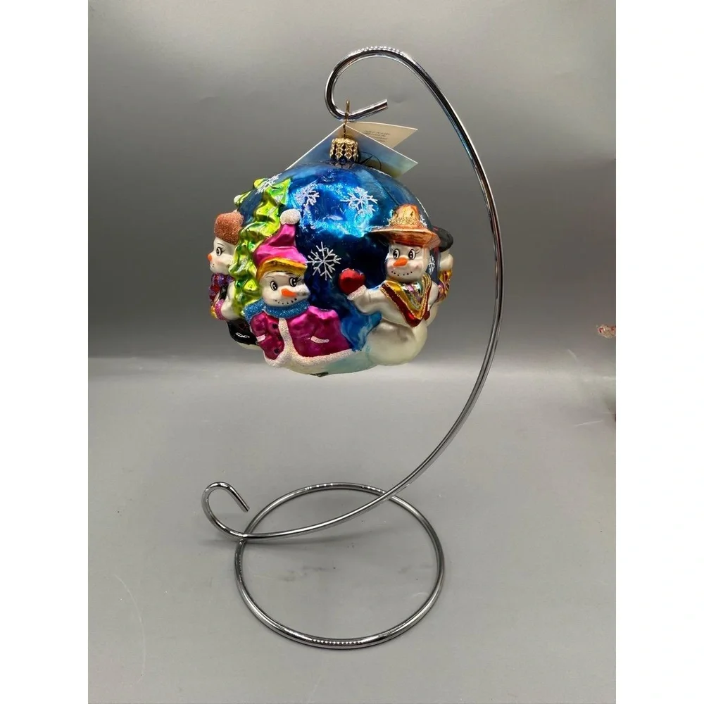 Christopher Radko Blown Glass Ornament "Snow Globe" snowman Winter new with tag - Picture 3 of 5
